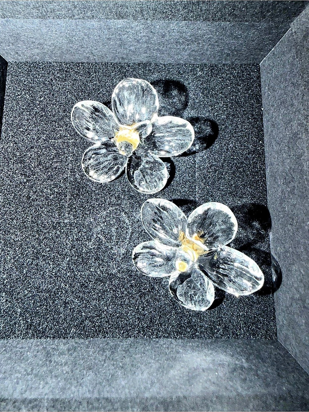NIB Levens Clear Flower Earrings Like New
